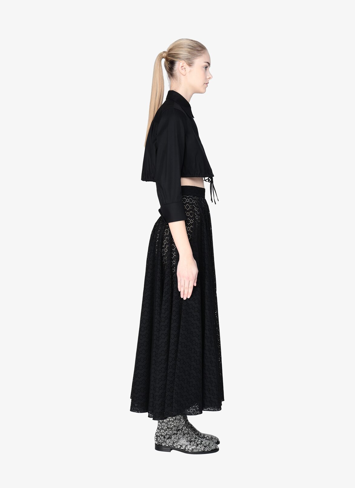 SHIRT GABARDINE DE COTON BLACK ALAÏA BLACK  SHIRT GABARDINE DE COTON BLACK
